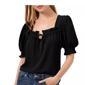 CeCe- Puff Sleeve Solid Square Neck Blouse- size small